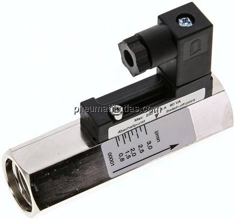 Durchflusswächter G 1/2", 0,8 - 3 l/min, Messing vernickelt