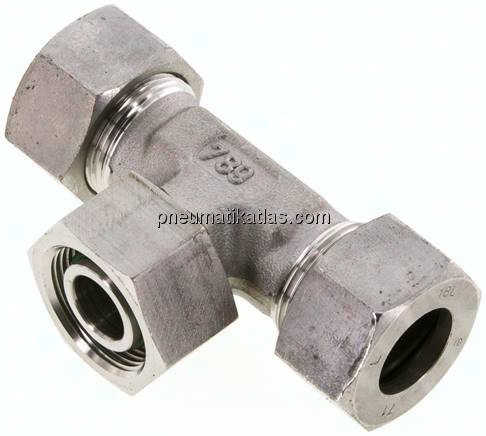 Einstellb. T-Schneidringverschraubung 18 L (M26x1,5), 1.4571