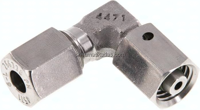 Einstellb. Winkel-Schneidringverschr. 6 L (M12x1,5), 1.4571