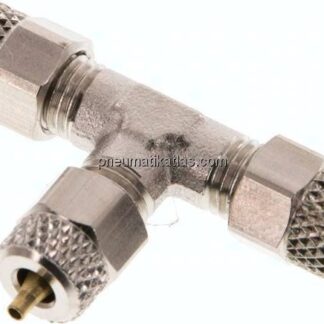T-Verschraubung 4x2 / 4x2mm, Messing vernickelt