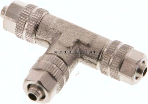 T-Verschraubung 4,3x3 / 4,3x3mm, Messing vernickelt