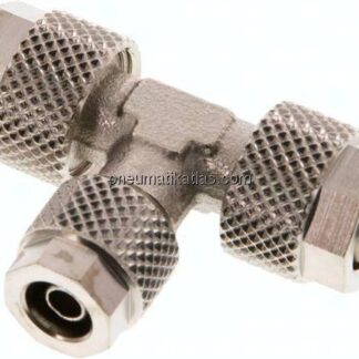 T-Verschraubung 8x6 / 6x4mm, Messing vernickelt