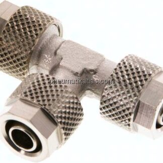 T-Verschraubung 8x6 / 8x6mm, Messing vernickelt
