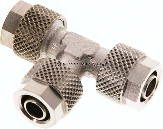 T-Verschraubung 8x6 / 8x6mm, Messing vernickelt