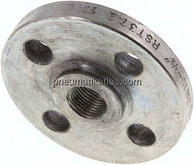 Gewindeflansch DN15-PN16 (DIN), Rp 1/2", DIN 2566, Stahl verzinkt