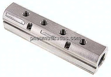 Verteilerleiste 2x G 3/4"-4x G 1/4", 1.4401