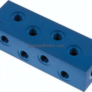 Verteilerleiste 2x G 3/8"-8x G 1/8", Aluminium