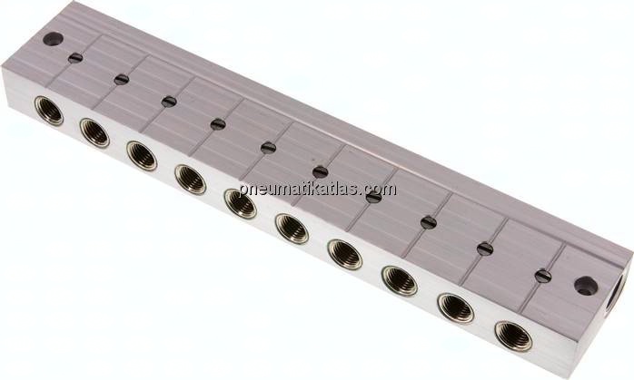 Verteilerleiste m. Kugelhähnen 2x G 3/8"-10x G 1/4"