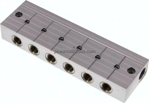 Verteilerleiste m. Kugelhähnen 2x G 3/8"-6x G 1/4"