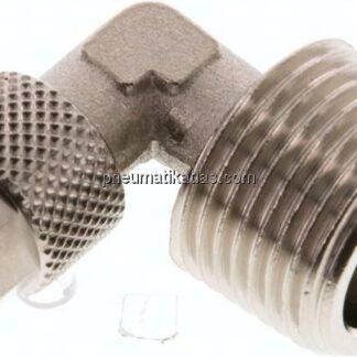 Winkel-Verschraubung R 3/8"-6x4mm, Messing vernickelt