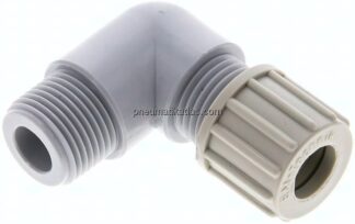 Winkel-Verschraubung G 3/8"-10x8mm, PA (Polyamid), Rändelmutter & Klemmring aus Werkstoff Polypropyl