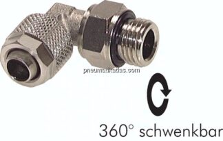 Winkel-Drehverschraubung G 1/4"-8x6mm, Messing vernickelt