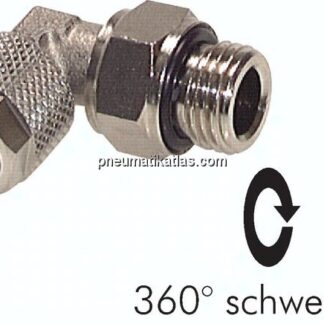 Winkel-Drehverschraubung G 1/4"-8x6mm, Messing vernickelt