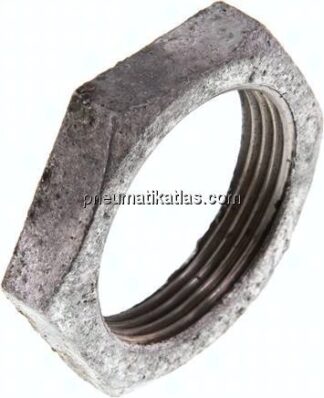 Gegenmutter Rp 1-1/2", Temperguss verzinkt