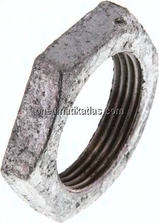 Gegenmutter Rp 1-1/4", Temperguss verzinkt