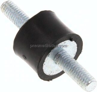 Gummi-Metall-Puffer (Typ A) 20x15mm, M 6(AG)/M 6(AG), Stahl verzinkt
