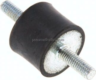 Gummi-Metall-Puffer (Typ A) 25x20mm, M 6(AG)/M 6(AG), Stahl verzinkt