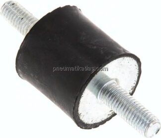 Gummi-Metall-Puffer (Typ A) 30x30mm, M 8(AG)/M 8(AG), Stahl verzinkt