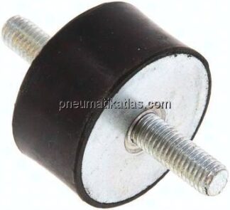 Gummi-Metall-Puffer (Typ A) 40x20mm, M 8(AG)/M 8(AG), Stahl verzinkt