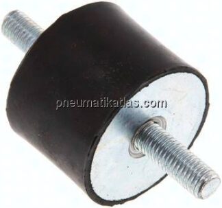 Gummi-Metall-Puffer (Typ A) 40x30mm, M 8(AG)/M 8(AG), Stahl verzinkt