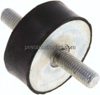 Gummi-Metall-Puffer (Typ A) 50x20mm, M 10(AG)/M 10(AG), Stahl verzinkt