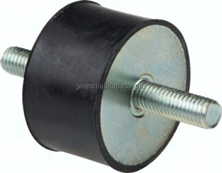 Gummi-Metall-Puffer (Typ A) 8x8mm, M 3(AG)/M 3(AG), Stahl verzinkt