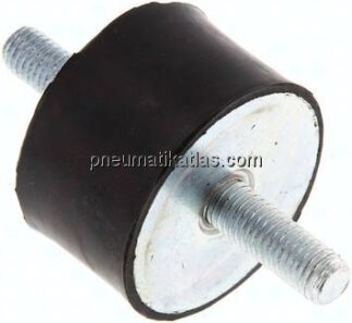 Gummi-Metall-Puffer (Typ A) 50x30mm, M 10(AG)/M 10(AG), Stahl verzinkt