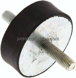 Gummi-Metall-Puffer (Typ A) 75x25mm, M 12(AG)/M 12(AG), Stahl verzinkt