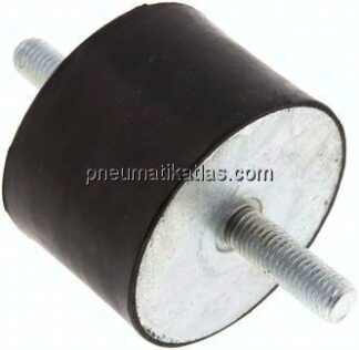Gummi-Metall-Puffer (Typ A) 75x50mm, M 12(AG)/M 12(AG), Stahl verzinkt