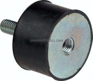 Gummi-Metall-Puffer (Typ B) 8x8mm, M 3(AG)/M 3(IG), Stahl verzinkt