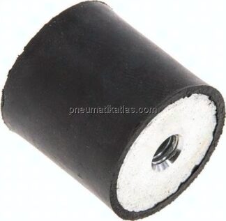 Gummi-Metall-Puffer (Typ C) 25x25mm, M 6(IG)/M 6(IG), Stahl verzinkt