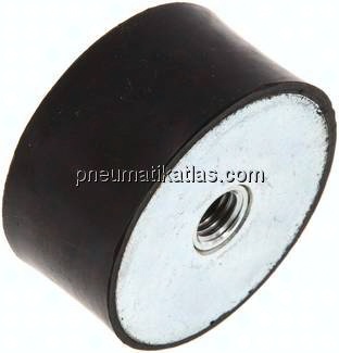 Gummi-Metall-Puffer (Typ C) 50x25mm, M 10(IG)/M 10(IG), Stahl verzinkt