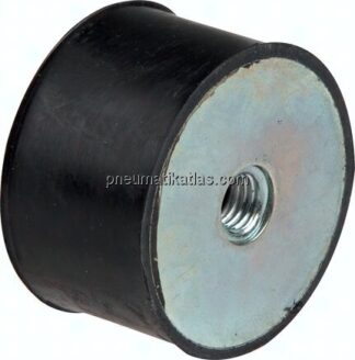Gummi-Metall-Puffer (Typ C) 10x10mm, M 4(IG)/M 4(IG), Stahl verzinkt