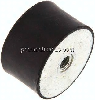 Gummi-Metall-Puffer (Typ C) 50x30mm, M 10(IG)/M 10(IG), Stahl verzinkt