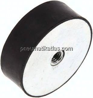 Gummi-Metall-Puffer (Typ C) 75x25mm, M 12(IG)/M 12(IG), Stahl verzinkt