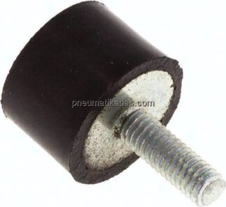 Gummi-Metall-Puffer (Typ D) 15x10mm, M 4(AG)/Gummi, Stahl verzinkt