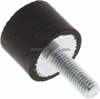 Gummi-Metall-Puffer (Typ D) 20x15mm, M 6(AG)/Gummi, Stahl verzinkt
