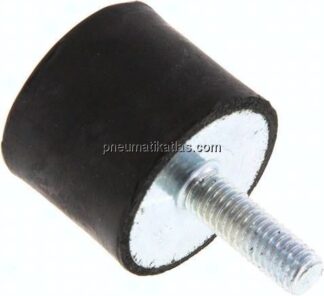 Gummi-Metall-Puffer (Typ D) 25x20mm, M 6(AG)/Gummi, Stahl verzinkt
