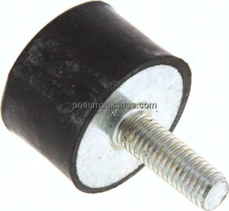 Gummi-Metall-Puffer (Typ D) 30x20mm, M 8(AG)/Gummi, Stahl verzinkt
