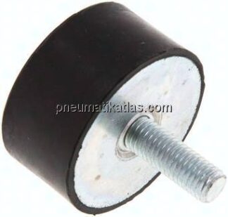 Gummi-Metall-Puffer (Typ D) 40x20mm, M 8(AG)/Gummi, Stahl verzinkt