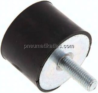 Gummi-Metall-Puffer (Typ D) 40x30mm, M 8(AG)/Gummi, Stahl verzinkt