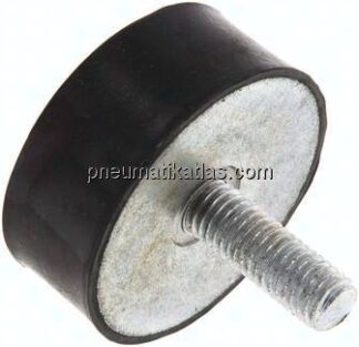 Gummi-Metall-Puffer (Typ D) 50x20mm, M 10(AG)/Gummi, Stahl verzinkt