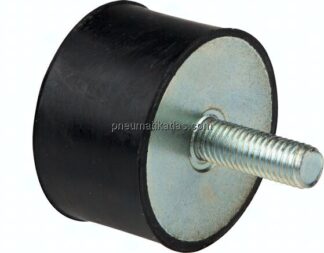 Gummi-Metall-Puffer (Typ D) 8x8mm, M 3(AG)/Gummi, Stahl verzinkt