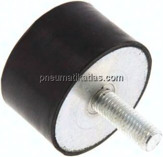 Gummi-Metall-Puffer (Typ D) 50x30mm, M 10(AG)/Gummi, Stahl verzinkt