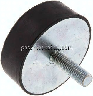 Gummi-Metall-Puffer (Typ D) 75x25mm, M 12(AG)/Gummi, Stahl verzinkt