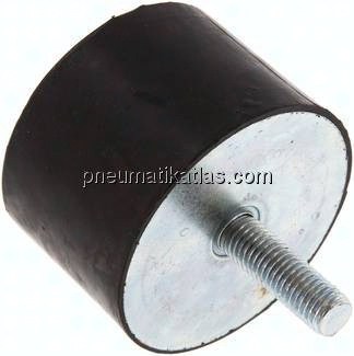 Gummi-Metall-Puffer (Typ D) 75x50mm, M 12(AG)/Gummi, Stahl verzinkt