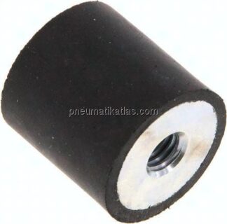 Gummi-Metall-Puffer (Typ E) 20x20mm, M 6(IG)-Gummi, Stahl verzinkt