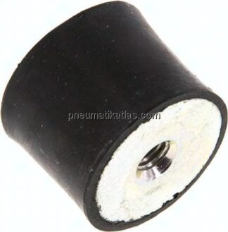 Gummi-Metall-Puffer (Typ E) 25x20mm, M 6(IG)-Gummi, Stahl verzinkt
