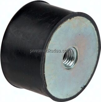 Gummi-Metall-Puffer (Typ E) 8x8mm, M 3(IG)-Gummi, Stahl verzinkt