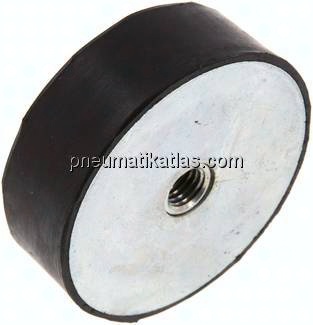 Gummi-Metall-Puffer (Typ E) 75x25mm, M 12(IG)-Gummi, Stahl verzinkt